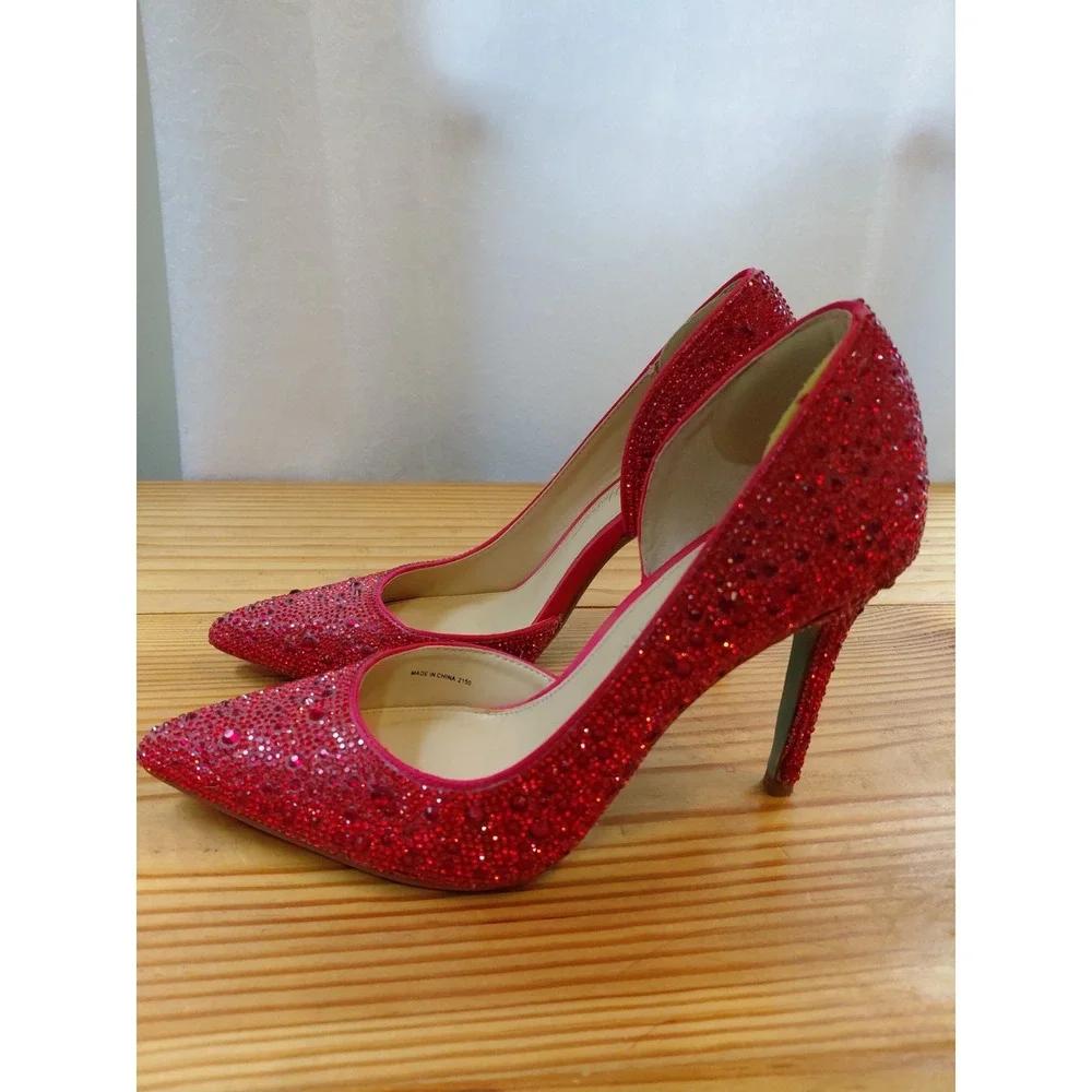 Red Heels Size 4 Or Big Kids/Youth Size 2 Hazel Rhinestone Glamorous Heels